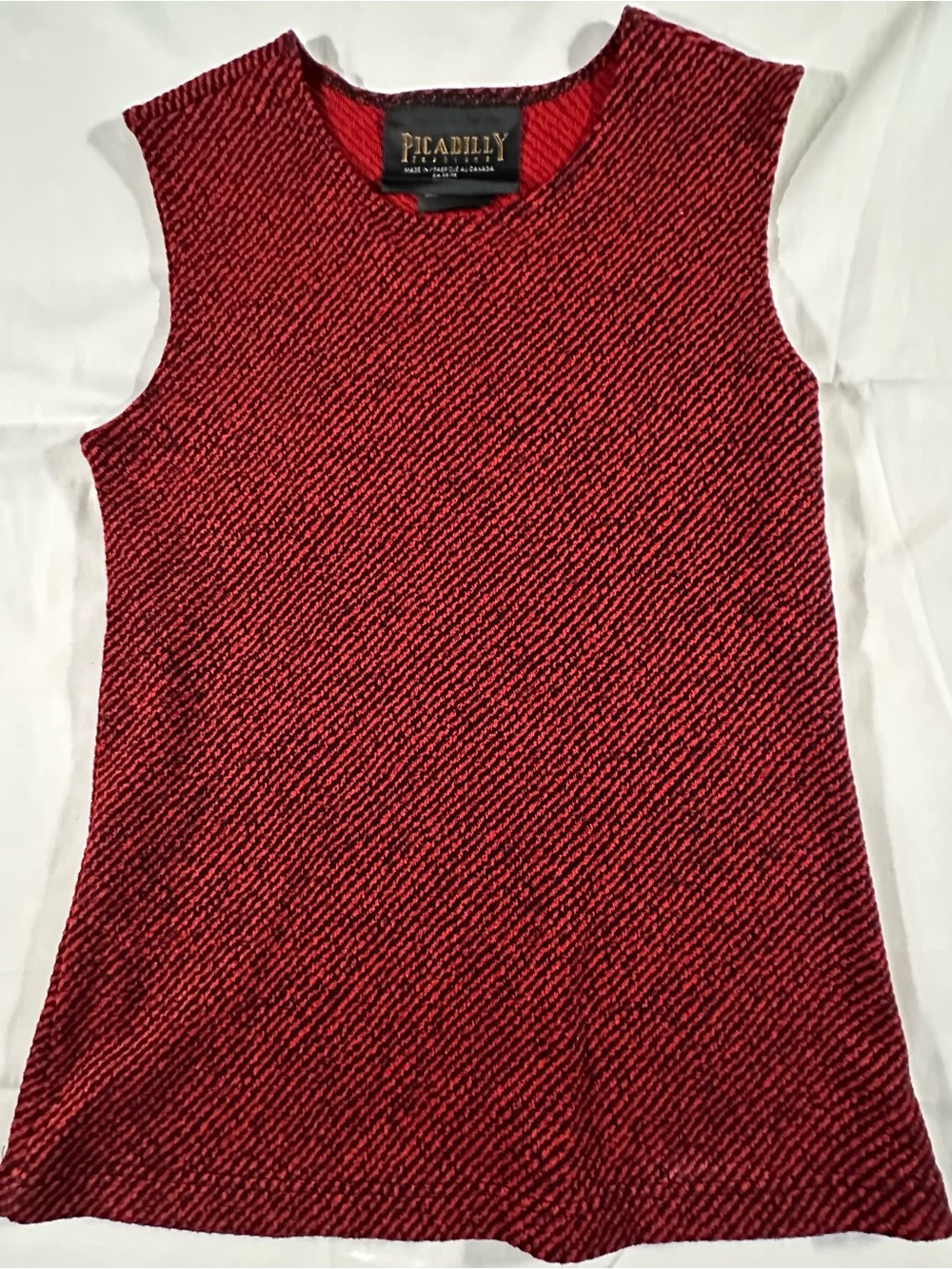 Picadilly Fashion Red Textured Sleeveless Shell M elegant office, Ivy League Y2K